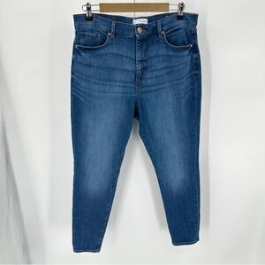 LOFT Jeans Womens 14 Petite 32 P Blue High Waist Skinny Denim Medium Wash